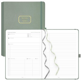 EMSHOI Meeting Notebook for Work with Action Items - 320 Pages, B5 Business Planner, Hardcover Meeting Minutes To Do List Notebook Project Notepad Journal for Women Men, 19 x 25cm, Green