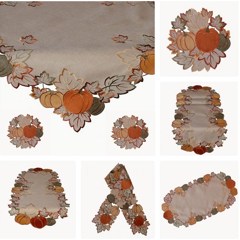 Raebel OHG Tablecloth Table Runner Doilies Autumn Beige Lurex Threads