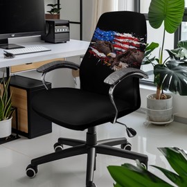 Voxugoniy Office Chair Cover, American Flag Stretch Dust-Proof Computer Chair Cover Washable Stain-Resistant Dorm Rotating Chair Slipcover Gifts for Women Men