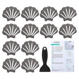 PATIKIL Bathtub Non Slip Stickers 3.54x2.76 Inch, 12 Pack Shell Safety Shower Floor Anti Slip Stickers with Adhesive Decals Scraper for Bath Tub Shower Floor Stair, Gray