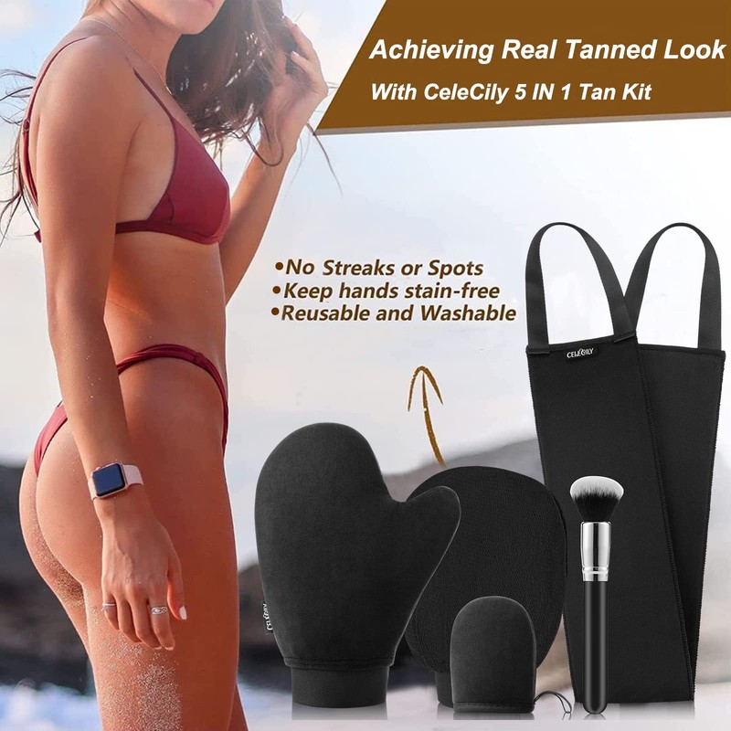 CeleCily Fake Tan Mitt Applicator - Self Tanning Mitt Set