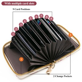 LJCZKA Womens Credit Card Holder Small RFID Blocking Ladies Wallet, Mini Credit Card Wallet Purse with Zipper, 9 Card Slots and 2 Compartments