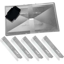 Adjustable Grease Tray (27"-30") and 5 Pack 15 inch Heat Plates for Dyna Glo DGF510SBP, DGB515SDP-D, Dyna Glo Grease Pan Replacement, Backyard Grill Replacement Parts 5 Burner, Heat Tent Shields