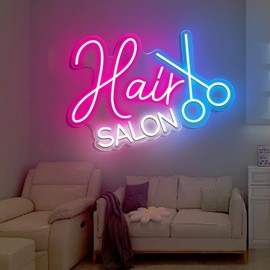 Hair Cut Salon Open Neon Sign for Barbershop Scissors Wall Decor, LED Haircut Barber Neon, Business Signs Light,Barbershop Open Sign