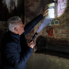 ABUS LED Torch TL-515 - Small, Lightweight, Handy - Dimmable and with Large Light Cone, Suitable for Outdoor (IP Class 44) and Indoor Use, Horizon Grey