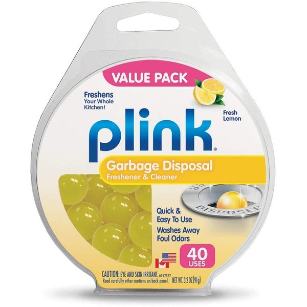 Plink Garbage Disposal Cleaner, Freshener & Odor Removing Balls, Easy to Use, Fresh Lemon Scent, 40 Count (PLM40N)