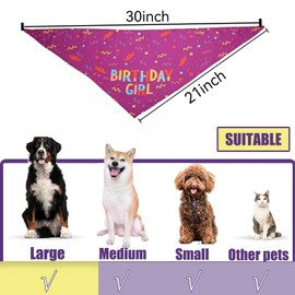 Dog Bandana for Birthday, Bithday Pet Bandana, Pink Triangle Scarf for Small & Medium Dogs, Perfect for Birthday Girl Pets, Birthday Party Accessory