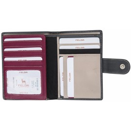 Felda Ladies Genuine Leather Large Purse - RFID Protection and 23 Card Slot with Zipped Coin Section - Grey Multi