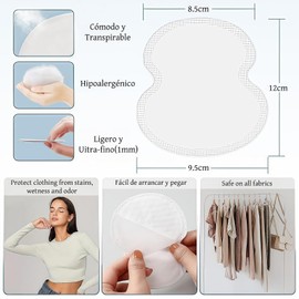 CICINIO 100 Pcs Almohadillas Para El Sudor De Las Axilas,Almohadillas Desechables Para Absorber El Sudor,Parche en La Axila Para Mujeres Y Hombres,Grandes Y Autoadhesivas,Cómodo e Invisible