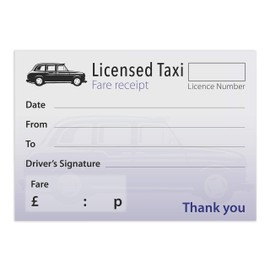Taxi Receipt Pads, Pack of 10, (500 Receipts per Pack), Design 2