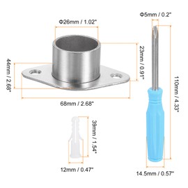 HARFINGTON 4pcs Stainless Steel Closet Rod Holder Set Rhombus 1.02" Dia Shower Rod Flange Socket Wardrobe Bracket with Screwdriver and Expansion Tube for Closet Shelf Wardrobe Shower Curtain