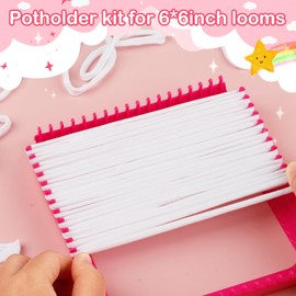 600 PCS Loom Loops Potholder 6" 7" inch DIY Arts Crafts for Kids and Adults Potholder White Knitting Loops Weaving Flexible Loom Kit Elastic Ideal for Girls Ages DIY Crafts Supplies