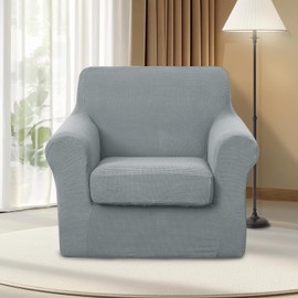 U-NICE HOME 2 Pieces Chair Covers Stretch Couch Cover Sofa Cover Washable Chair Slipcover with Individual Seat Cushion for Pet Friendly(Chair, Grey)