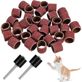 DPWOUM 42 Pcs Pet Nail Grinder Replacement Kit with Grit Nail Smoother Sanding Drum Set Claw Grooming Supplies for Dog Claw Care