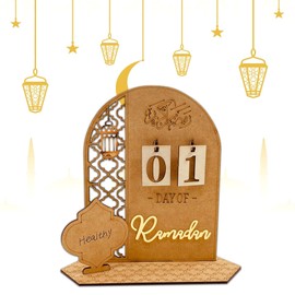 Mioloe Ramadan Calendar, Eid Mubarak Decoration DIY Wooden Ramadan Countdown Calendar Ornament Ramadan Mubarak Decoration Eid Ramadan Gifts for Children (01)