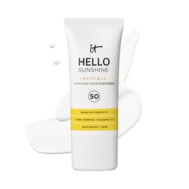 It Cosmetics Hello Sunshine Invisible - Bloqueador Solar Facial, Serum Hidratante y Prebase, con 1 de Pro-Vitamina B5 y cido Hialurnico, FPS 50, 50 ml