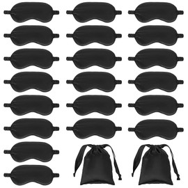 20 Pieces Silk Sleep Mask Eye Mask with Adjustable Strap Sleeping Cover Eye Cover Blindfold for Women Men Sleeping Travel(Black)