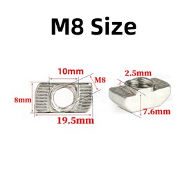 T Nuts Sliding, Sliding T-Slot Nuts Fasteners, 30 Pcs M8 T Nuts, Carbon Steel Nickel Plated Half Round Roll in Accessories for Sliding Aluminum Profiles 4040 Series