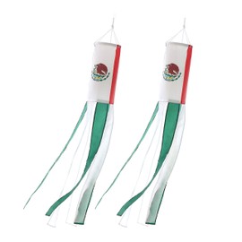 Mexico Mexican Flag WindSock 2 Pack Stripes Wind Socks For Yard And Garden Flag,Front Porch Hanging Waterproof Suitable For Every Season ,40Inch.