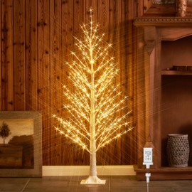 BAOLITVINE 4FT Alpine Christmas Tree, 450 LED Warm White Lights, Twig Tree with Lights for Home, Christmas, Wedding, Party, Indoor, Outdoor