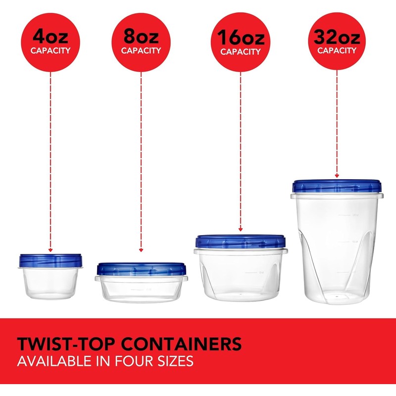 Stock Your Home 16oz Plastic Containers with Twist Top Lids