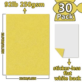 30 Sheets Light Gold Glitter Cardstock Paper - 21.6x27.9CM Letter Size Sparkly Paper 250gsm/92lb Heavyweight Thick Paper for DIY Decorations,Card Making,Invitations,Postcards PAP09LG030