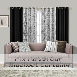 Mrs.Naturall Short Curtains for Windows,Blackout Curtains for Bedroom,Black,45 Inch Length