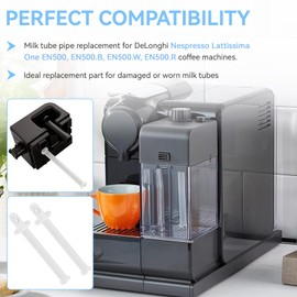 5313253671 Milk Frothing Tube Pipe Replacement for DeLonghi Nespresso Lattissima One EN500 Suction Tube, Coffee Machine Pipe Replacement Parts, 2 Pack