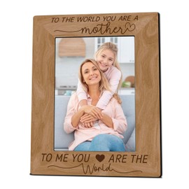 Mother Wooden Frame Suitable For 5x7 Inch Photo - To The World You Are A Mother...- Modern Farmhouse Home Tabletop Shelf Display Picture Frame - Housewarming Birthday Keepsake Gift For Family - A06