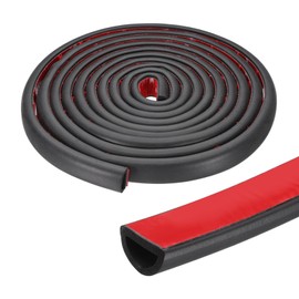PATIKIL 13 ft D Shape Rubber Seal Strip, Self-Adhesive EPDM Rubber Door Weather Stripping for Boat, RV, Auto, Truck, Marine, Garage Doors/Window, W: 1", H: 1/2", Black/Red
