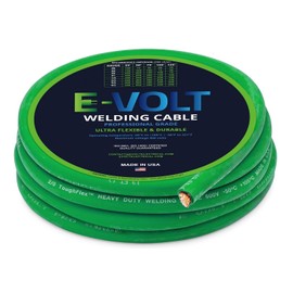 E-VOLT Professional Grade Annealed Copper EPDM Welding Lead and Car Battery Cable | Made in USA ((2/0) 00 AWG, 10 FT Green)