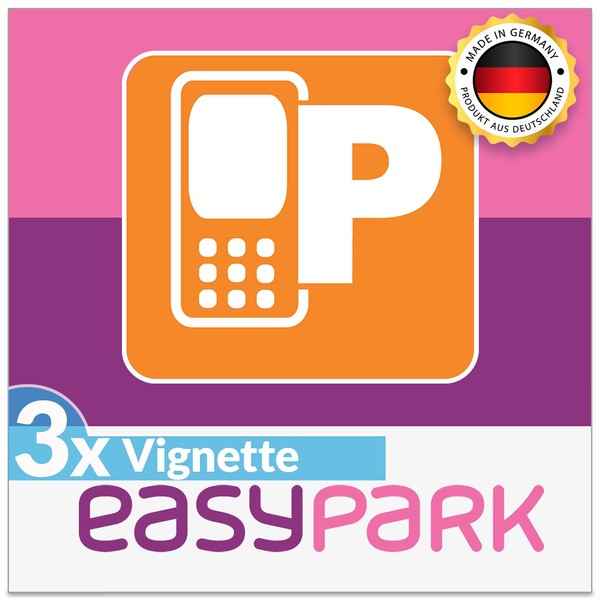 3 x Easypark Sticker Easy Park Vignette App Sticker Rear