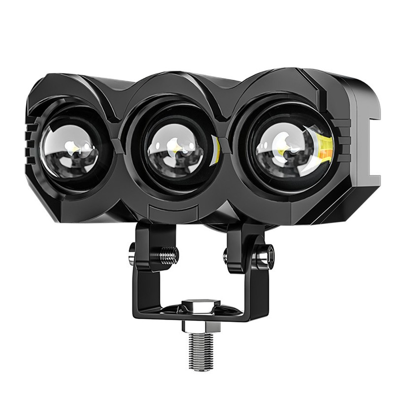 2pcs Motorcycle LED Spotlight White Yellow Dual Light Aluminum IP68