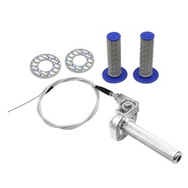 YWLUWEI Throttle Grip Motorcycle 7/8" 22mm CNC Aluminum Quick Twister with Throttle Cable and Handlebar Grip for CRF50 KLX SSR TTR 110 125 150 200 250cc Dirt Pit Bike ATV Mini Bike (Silver)