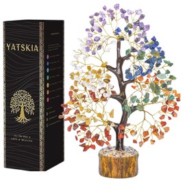 YATSKIA 7 Chakra Tree of Life, Crystal Tree Gifts for Women, Home Office Decor, Crystals and Healing Stones, Gemstone Trees Decor, Handcrafted Housewarming Gifts (10-12 Inch)