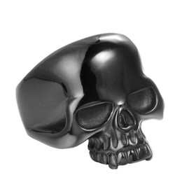 INRENG 316L Stainless Steel Men's Cool Black Skull Head Ring Punk New Jewelry Black Size 10