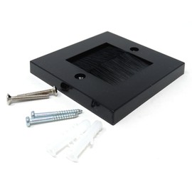 1pcs. Single Gang Brush Wall Outlet Cable Entry Plate, Tidy Mount Faceplate, Black (Screws Included)