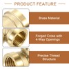 uxcell 4Pcs Brass Cross Pipe Fitting, BSPP G1/2 Female Barstock
