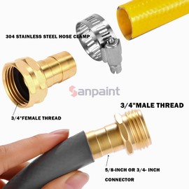 Sanpaint,Brass Garden Hose Repair Connector with Clamps, Fit for 3/4" or 5/8" Garden Hose Fitting,2-Set