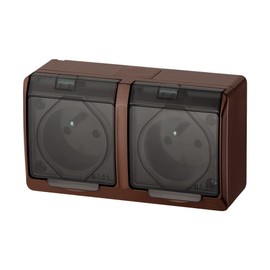 Hermes 5901130483075 Airtight Socket Double Z/U 16A IP44 Brown GNT 0322-05 Electroplast Enamel