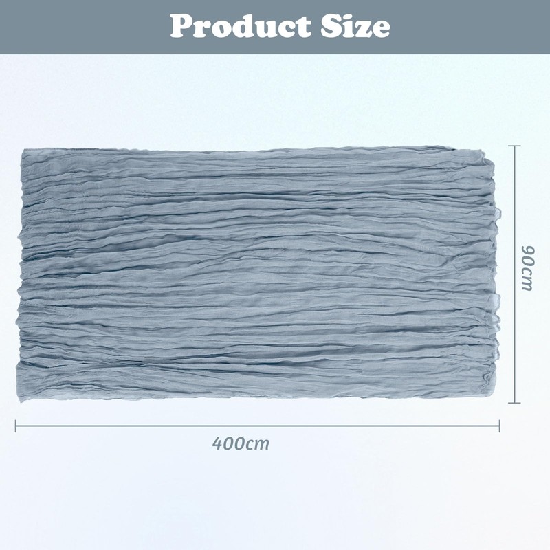 1 Pack Light Blue Cheesecloth Table Runner 90cmX400cm 13Ft Long
