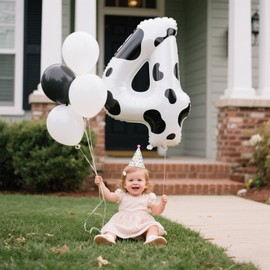 40 Inch Large 4 Balloon Numbers Cow Print Big Foil Number Balloons Giant Helium Happy 14th 24th Birthday Party Decorations for Man and Women, Huge Mylar Anniversary Party Supplies