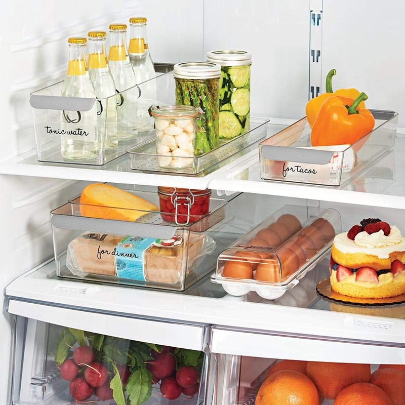 Madesmart Narrow Fridge Deep Bin, Clear/Grey