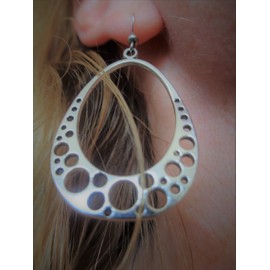 ✿ Large oval ✿ unique beautiful earrings with circles, holes