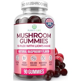 Gomitas de complejo de hongos  10 suplementos de hongos con melena de león (90 masticables 2500 mgporción) Suplemento cerebral nootrópico, apoyo...   