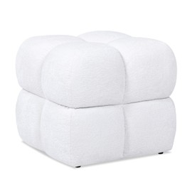Jennifer Taylor Home Pixel 21" Oversized Square Tufted Pouf Ottoman Almond White Chenille