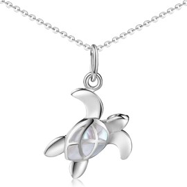 MATERIA by Matthias Wagner Turtle Pendant Silver 925 with Mother of Pearl in Green or White, Mother Of Pearl