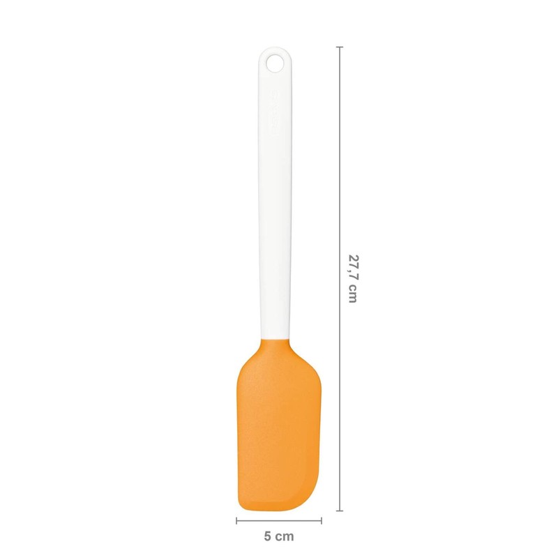 Fiskars Teigschaber mit Silikonkopf, Länge: 27,5 cm, Kunststoff/Silikon, Orange/Weiß, Functional
