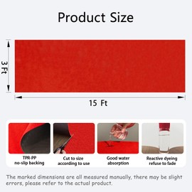 Thick 3x15Ft Red Carpet Runner for Party, Non-Slip TPR Backing Aisle Runway Rug Felt for Indoor&Outdoor,Occasions,Graduation,Birthdays & Special Events Decorations,Long Term use