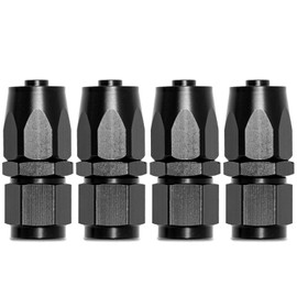 Shineyoo 6AN Straight End Fitting 4 Pcs for Braided Fuel Oil Gas Line Hose End 6 AN Fittings Aluminum Black